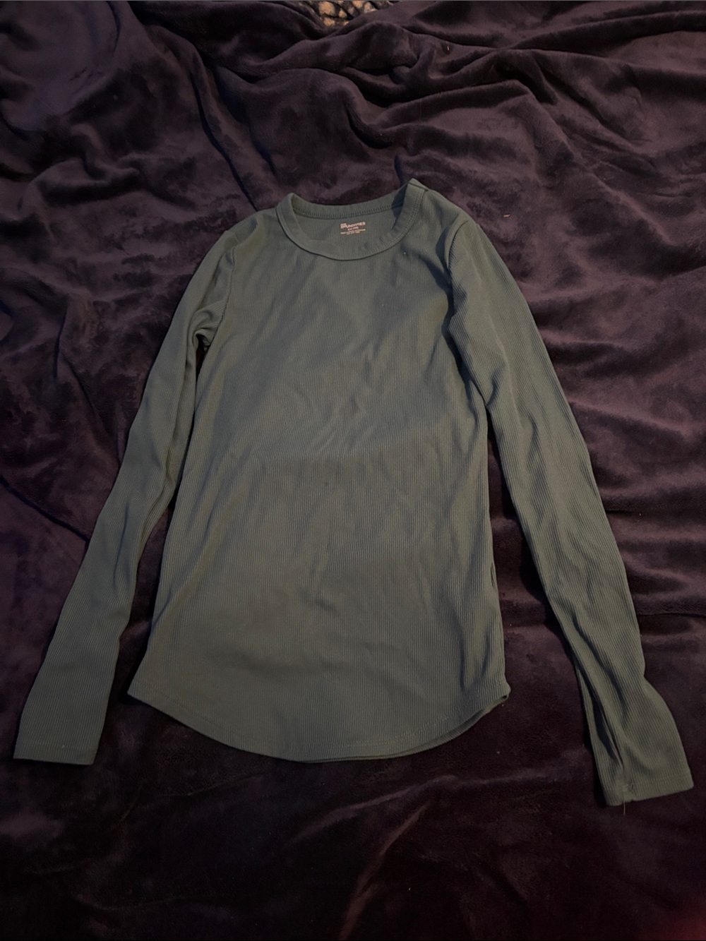 No Boundaries Long Sleeve Ribbed Tee - Dark Green